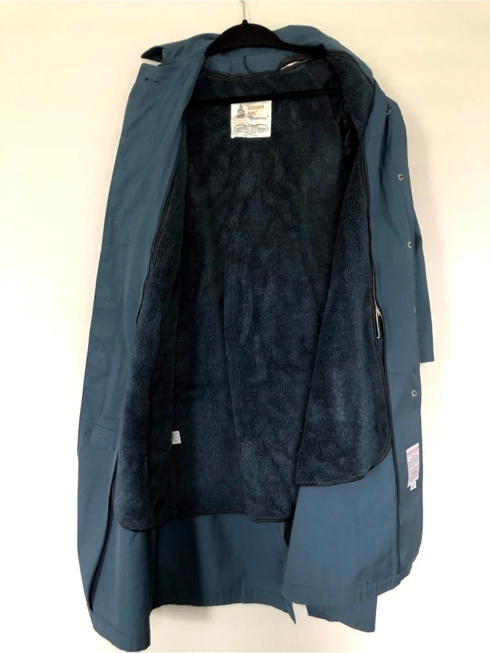 Vintage London Fog Navy Maincoat Fleece Lined Raincoat Petite 8 USA Made